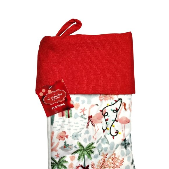 St. Nicholas Square 20 inch Flamingo and Tropical Holiday Christmas Stocking - Picture 8 of 8